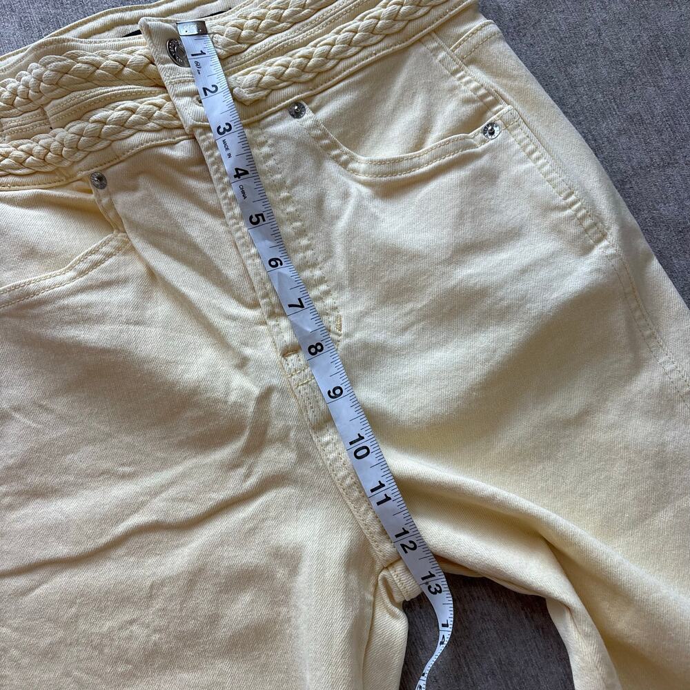 Veronica Beard Butter Yellow Braided Kick Flare Jeans - Picture 8 of 8